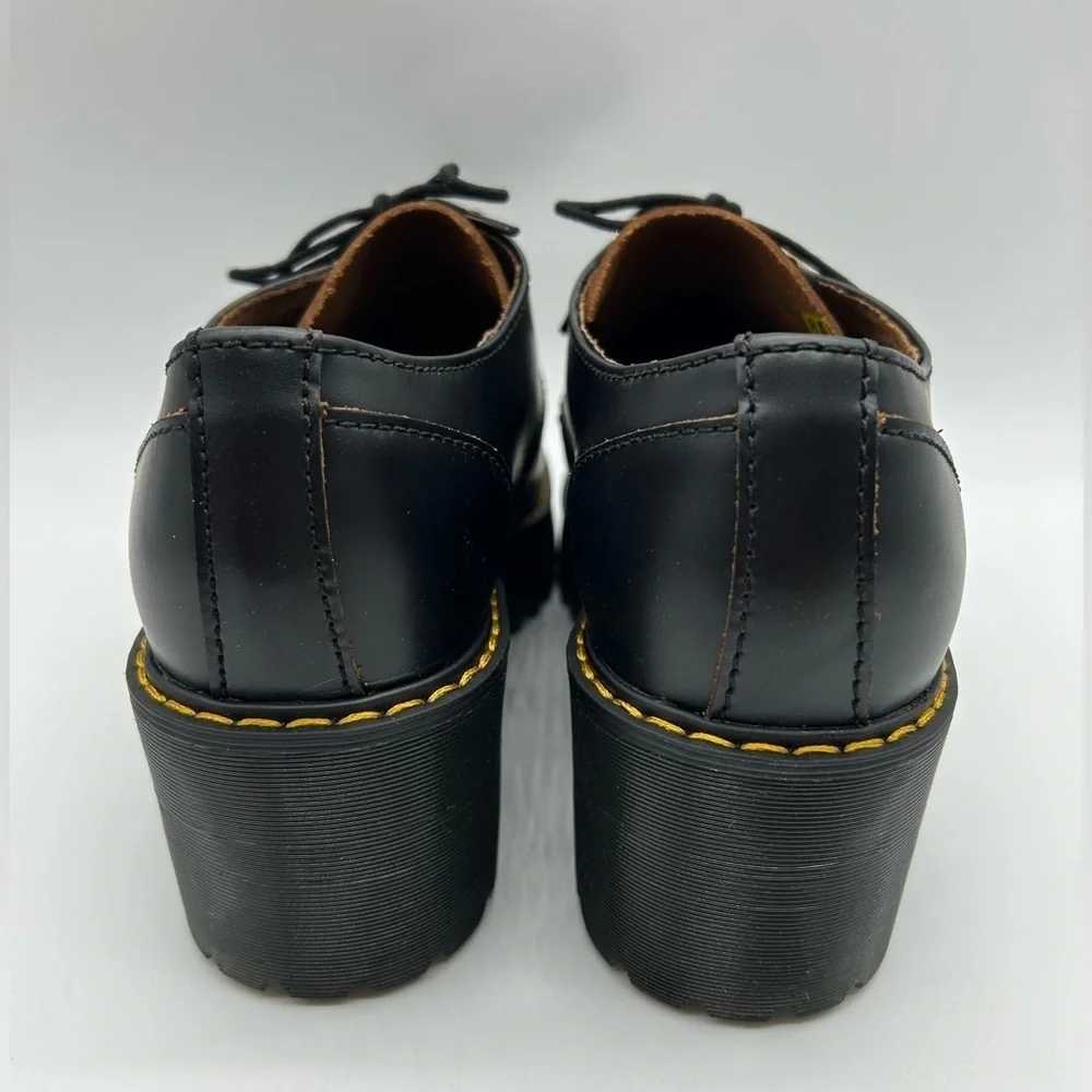 Dr. Martens Leona Lo Platform Oxford Shoes Black Leather Lug Sole Size 10 NWB